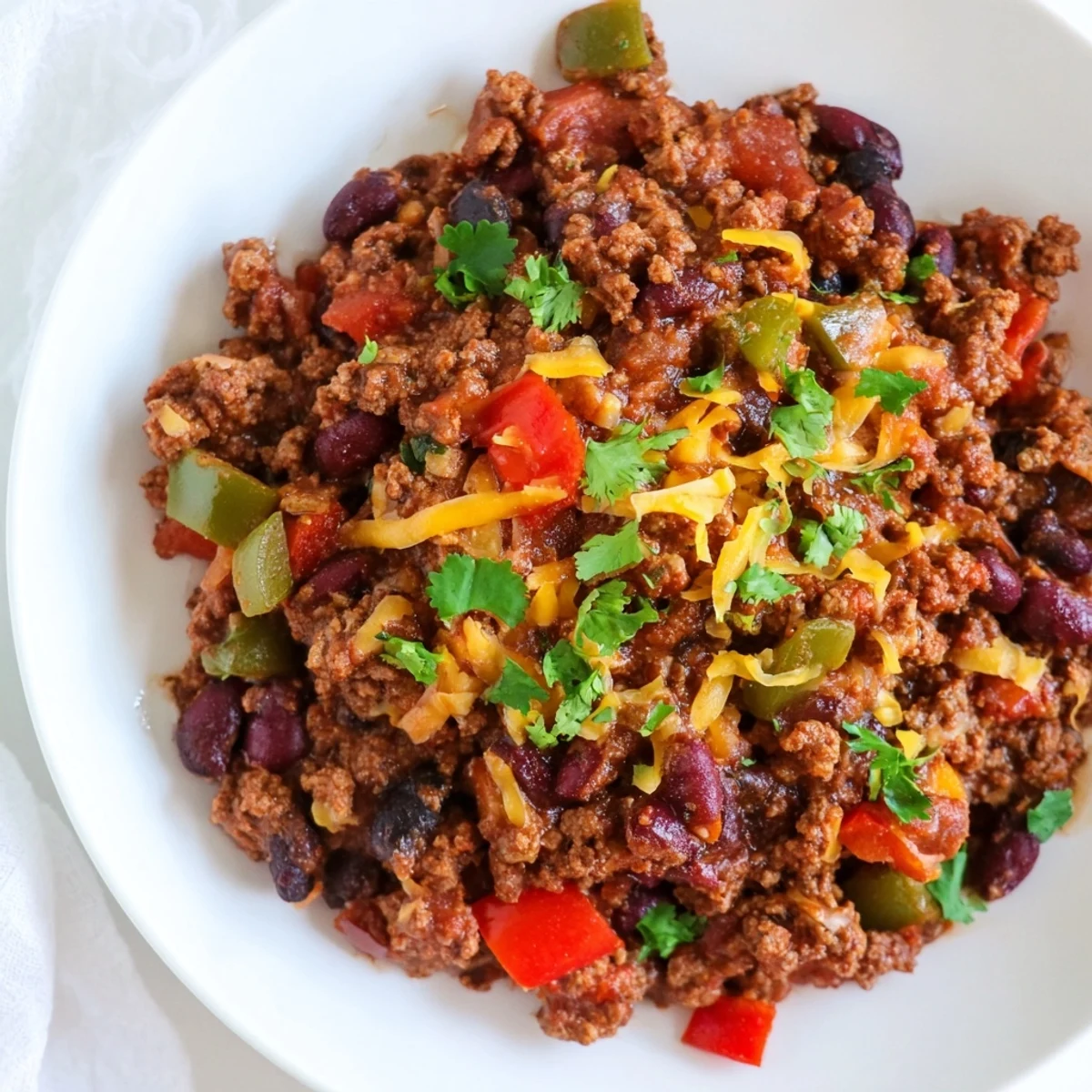 Imagine the rich aroma of this flavorful Slow Cooker Chili with ground beef, perfect for a cozy, comforting meal.
