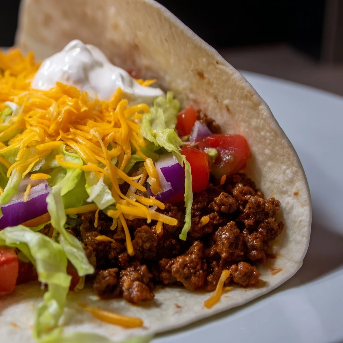 Golden-brown spiced ground beef and zesty salsa fill warm soft tortillas, finished with optional cheese.
