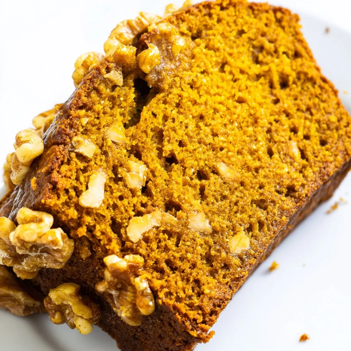 Freshly baked Spiced Pumpkin Bread with Walnuts cooling on a wire rack, aroma of cinnamon and nutmeg.