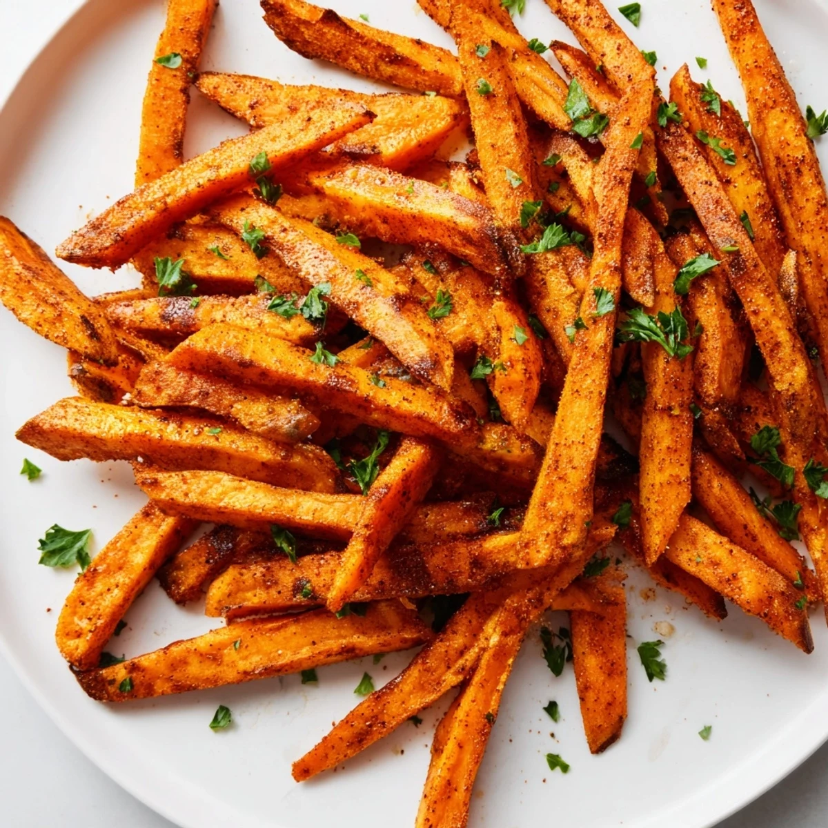 Steaming Crispy Air Fryer Sweet Potato Fries emerge golden from the air fryer basket, showing off crispy edges and a fluffy interior.