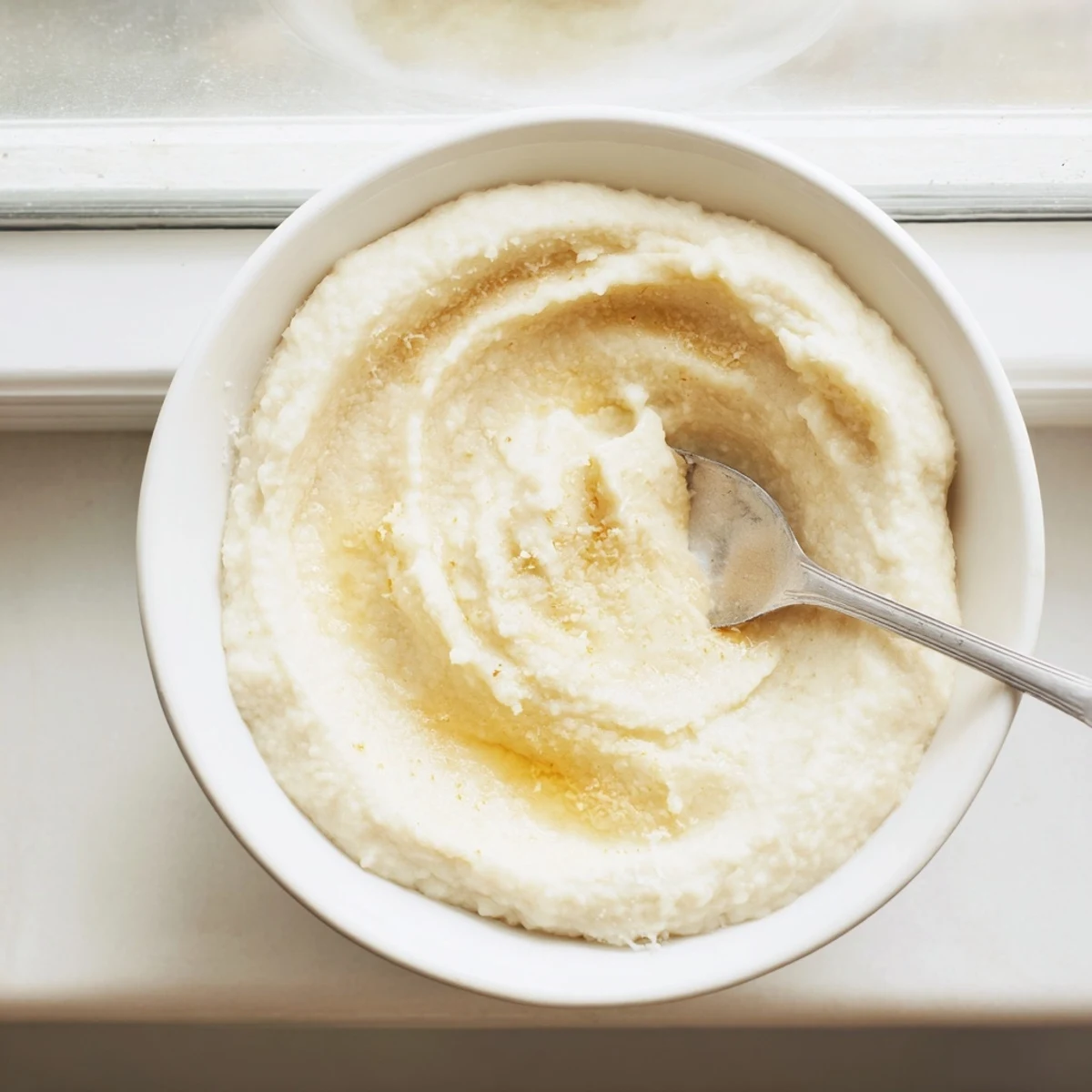 Hearty beef shepherds pie with cauliflower mash, garnished with thyme and peas, served warm and savory.