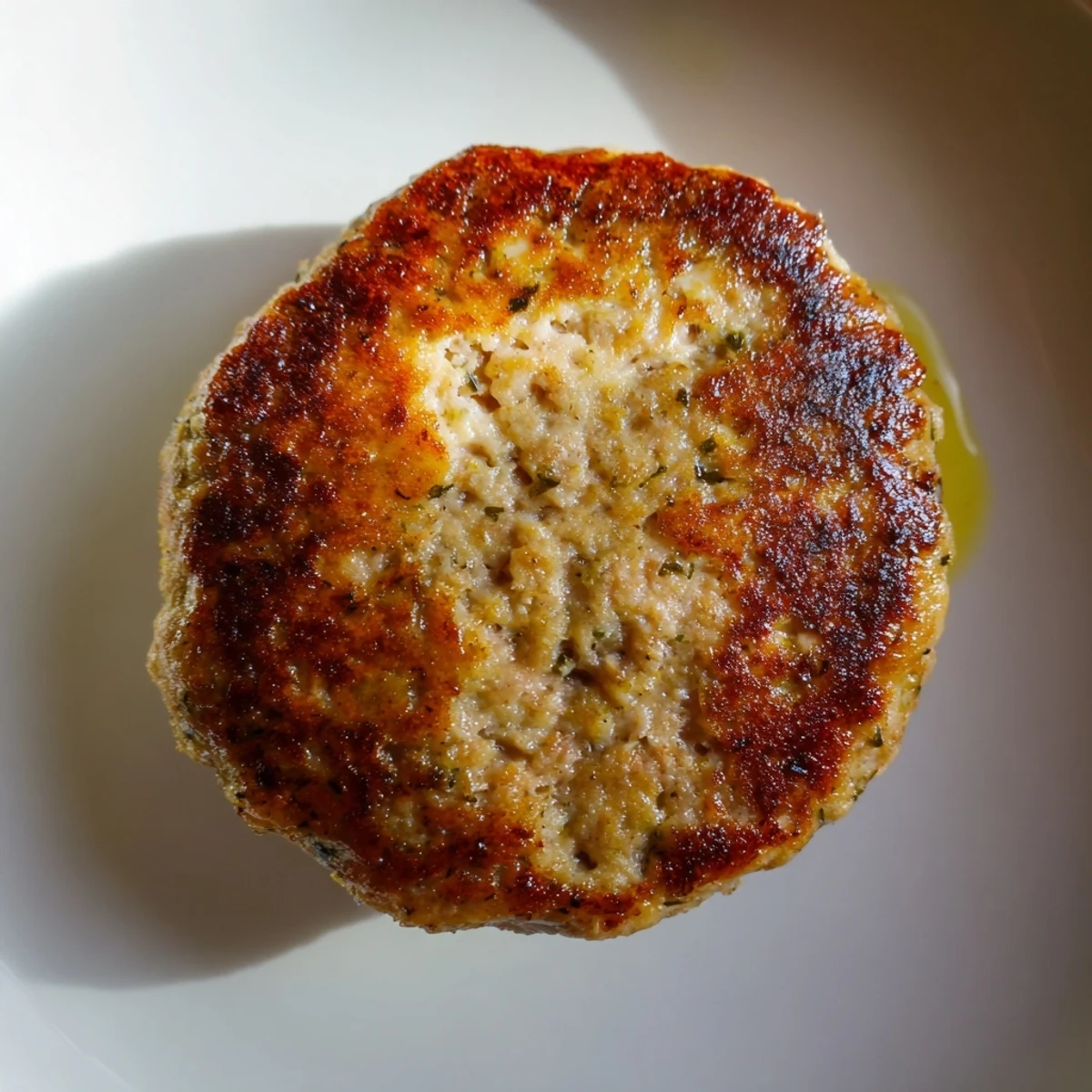 Savory homemade chicken breakfast sausage patties served alongside fluffy scrambled eggs and crispy toast.  
