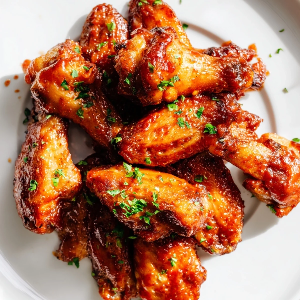Crispy, golden-baked Big Game Wing Platter with BBQ sauce glistening on a wooden serving board, ready for game day.