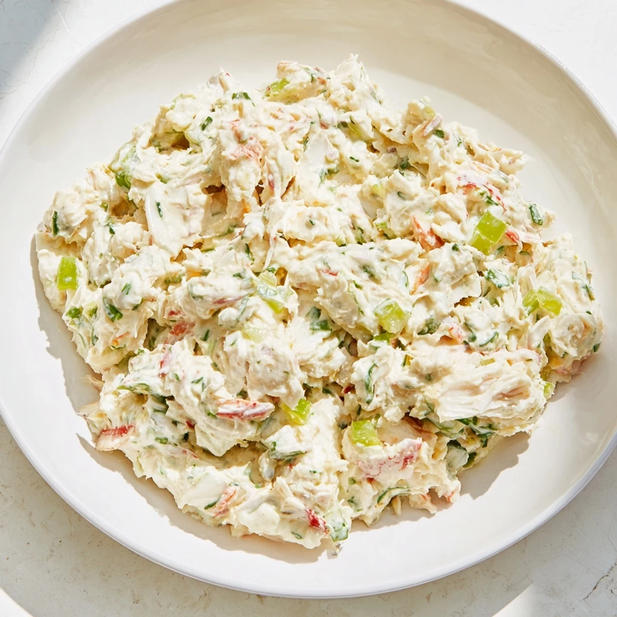 Close-up of a sandwich spread with remoulade sauce and crab meat, accompanied by a side of crispy crackers and fresh herbs.