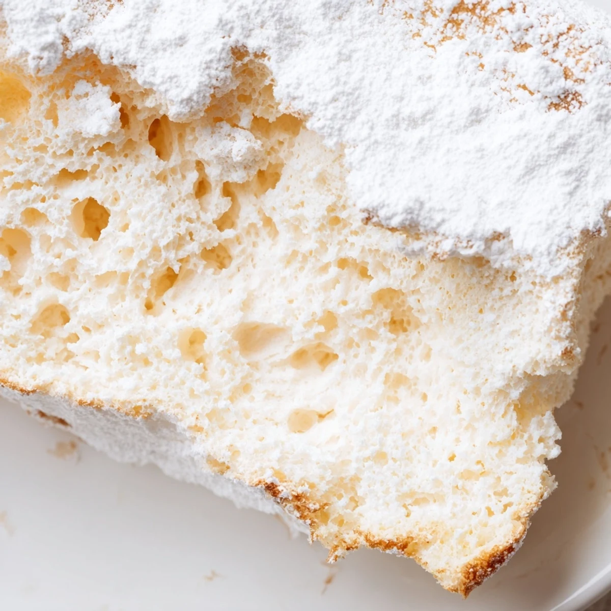 A close-up of Fluffy Yogurt Cloud Cake, featuring a golden-brown top and airy texture, baked in a round pan.