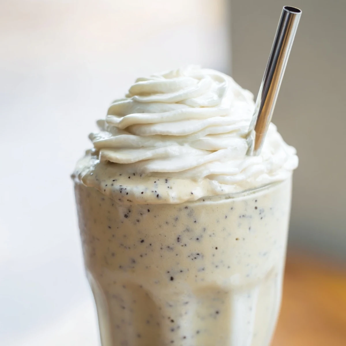 Vanilla Bean Frappuccino blended with ice and vanilla ice cream for a creamy, refreshing drink.