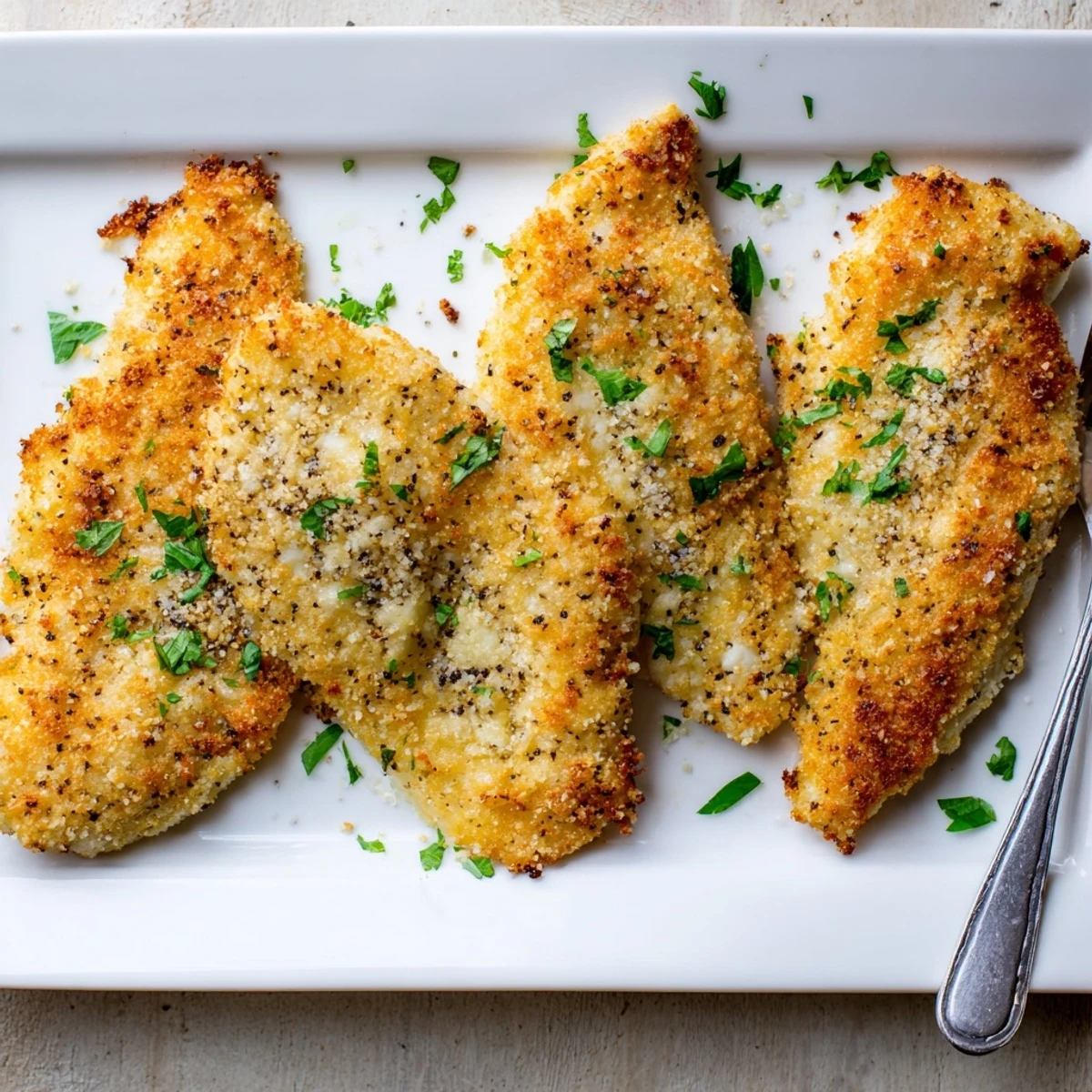 Golden-brown Melt In Your Mouth Chicken fresh from the oven with a creamy parmesan coating.