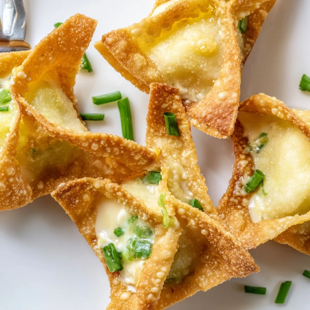 Freshly made Crispy Crab Rangoon Bombs displaying a crunchy exterior and rich filling, ready to enjoy on a wooden board.