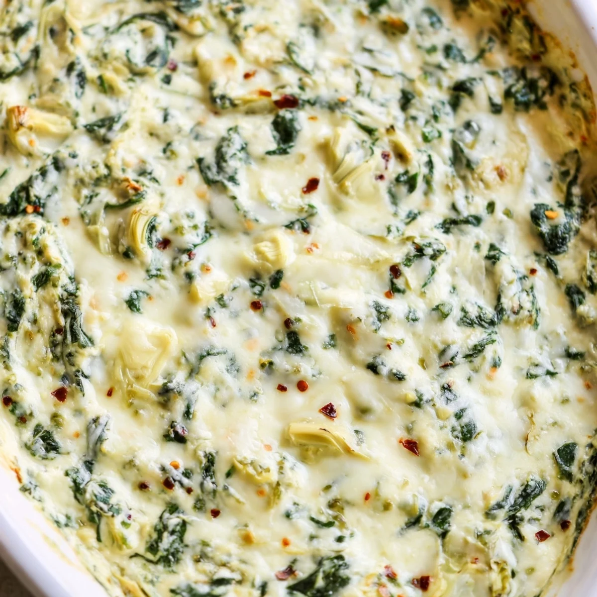 The rich, cheesy Spinach Artichoke Dip Ultimate Recipe served in a dish alongside fresh vegetable crudités for a party appetizer.