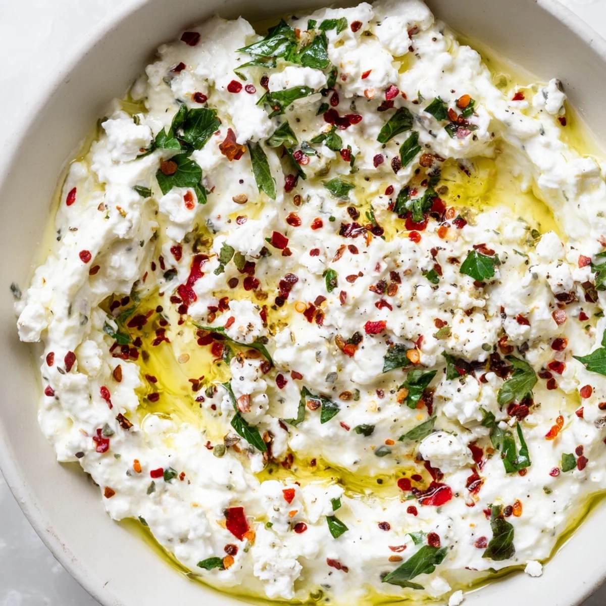 Cremy feta cheese blended with spicy peppers in Tyrokafteri, served as a zesty Greek dip.