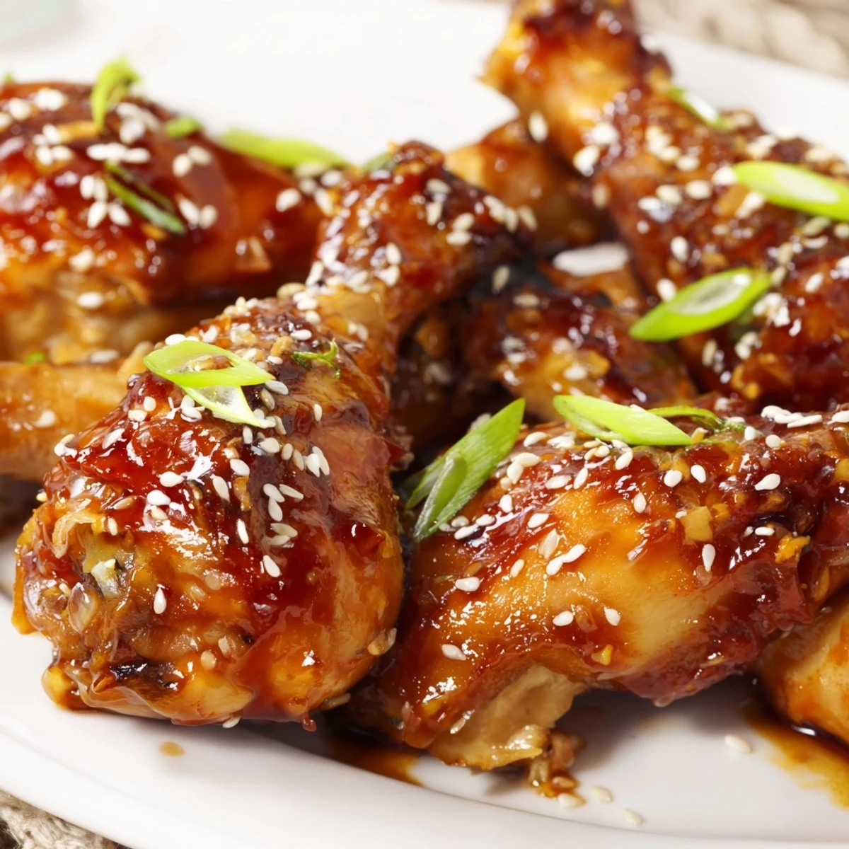 Slow cooker Asian glazed chicken drumsticks coated in sticky sweet and savory soy honey glaze