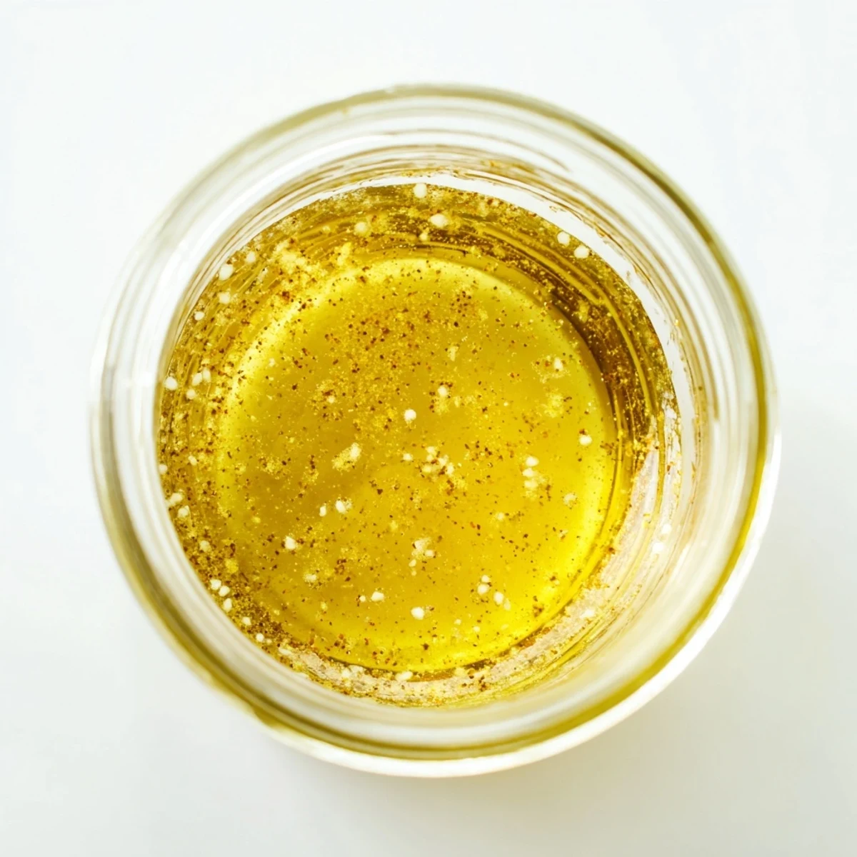 Drizzling easy lemon vinaigrette dressing over fresh green salad with vibrant lemon garnish