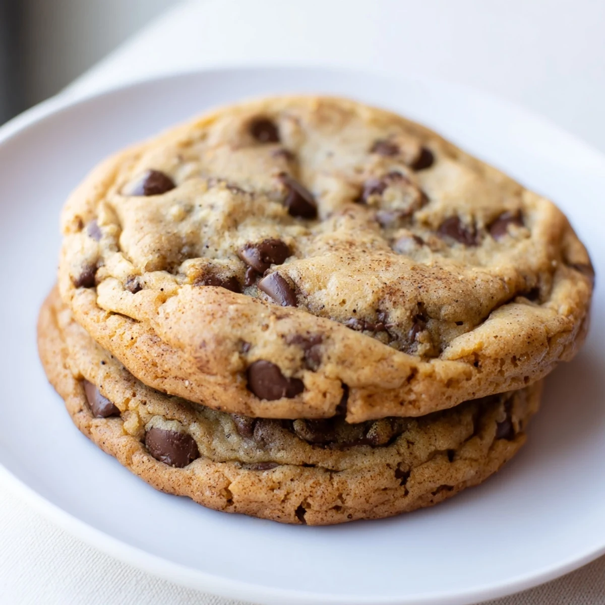 Golden brown Vietnamese cinnamon chocolate chip cookies fresh from the oven with steam rising