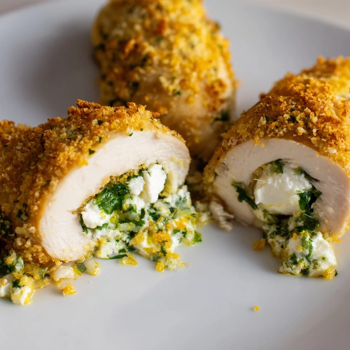 Tender rolled chicken breasts filled with creamy ricotta cheese and fresh Italian herbs