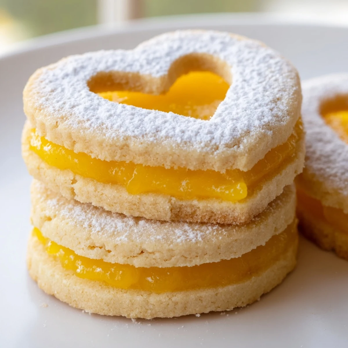 Buttery Meyer Lemon Curd Linzer Cookies with cutout windows display vibrant yellow citrus filling