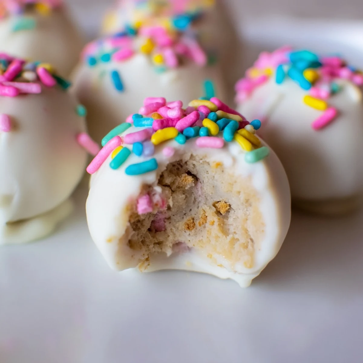 Golden vanilla wafer studded Banana Pudding Easter Truffles arranged on a decorative serving plate