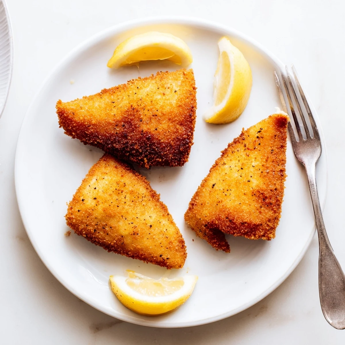 Golden crispy Greek fried cheese sizzling in pan with fresh lemon wedges nearby