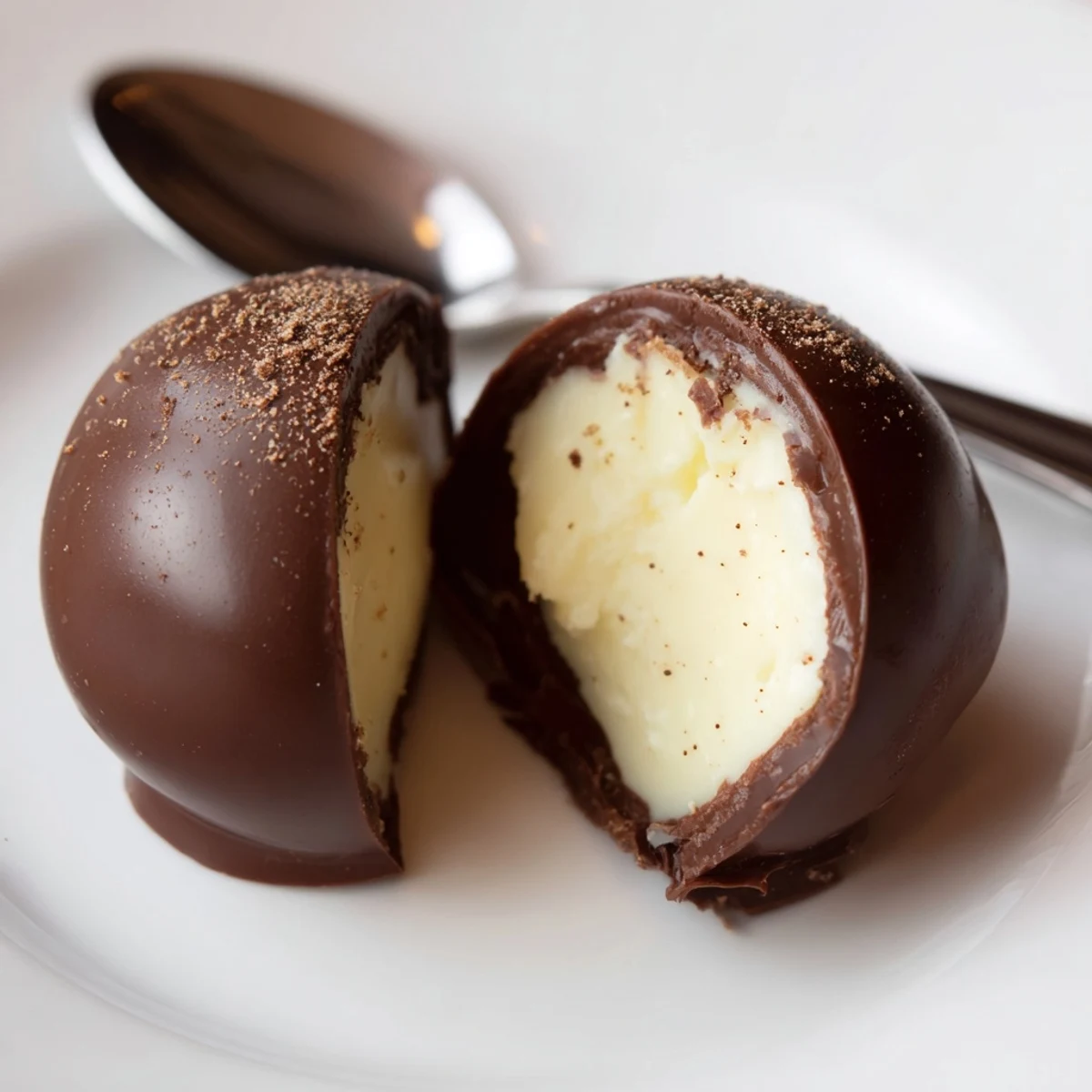 Rich Dark Chocolate Eggnog Truffles chilled, ready for gift boxes or holiday serving