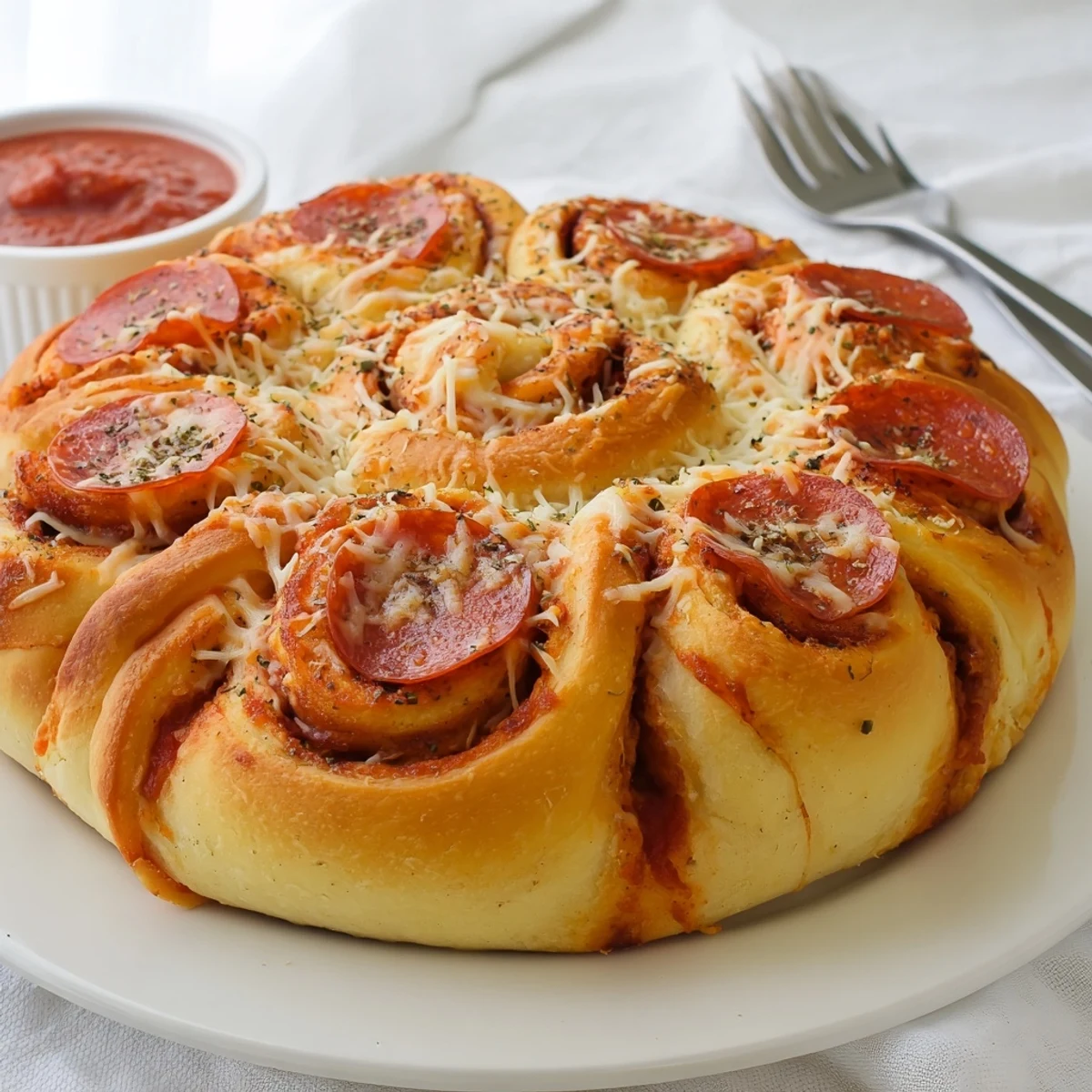 Sliced Pepperoni Pizza Roll Breadsticks Recipe revealing melty cheese and crisp edges