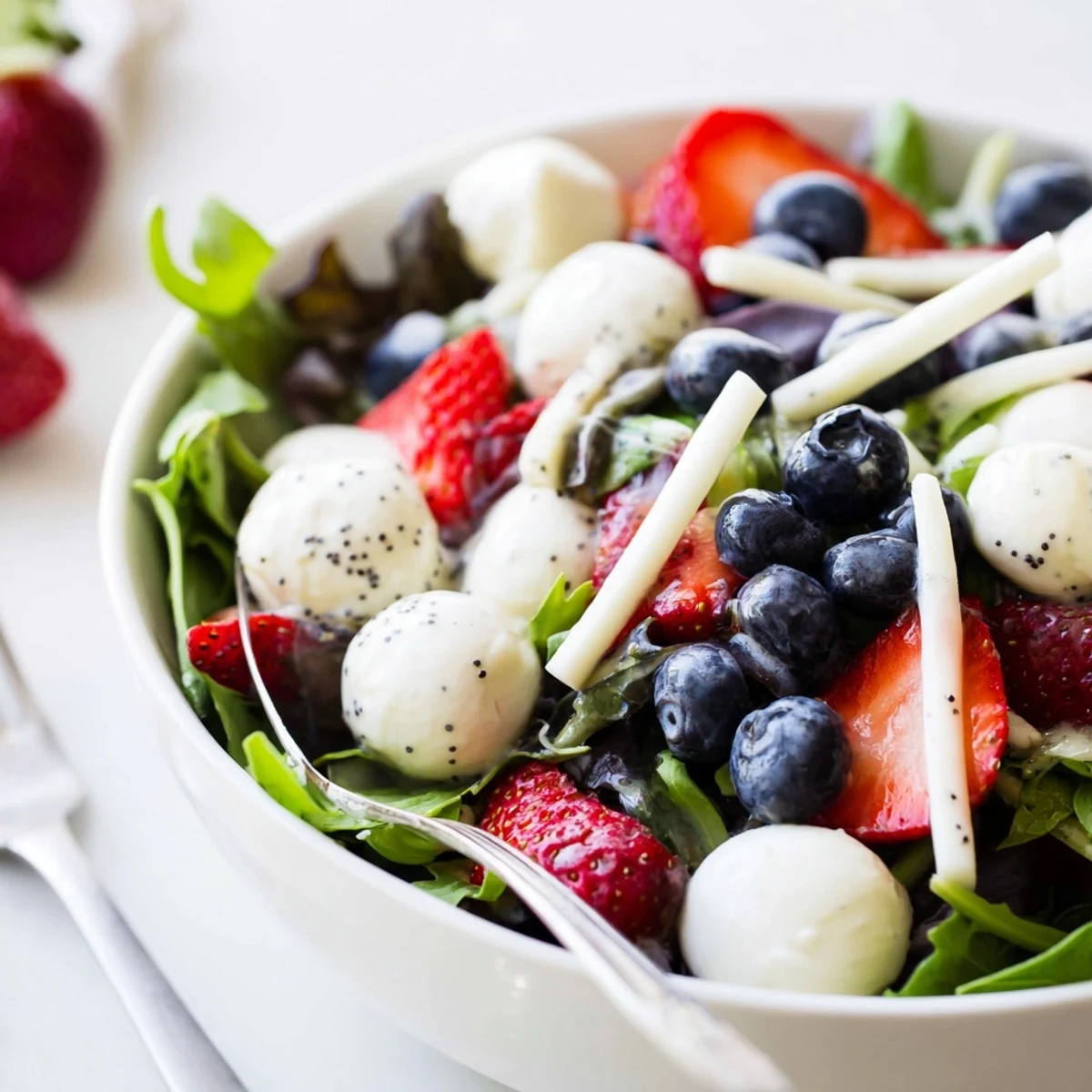 Festive 4th Of July Salad tossed lightly, perfect with iced tea
