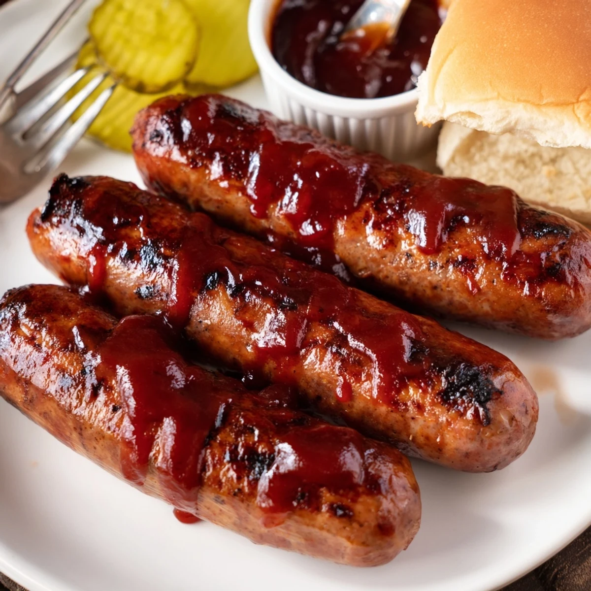 BBQ Sausage Recipe: smoky, caramelized links glistening on a hot summer grill.