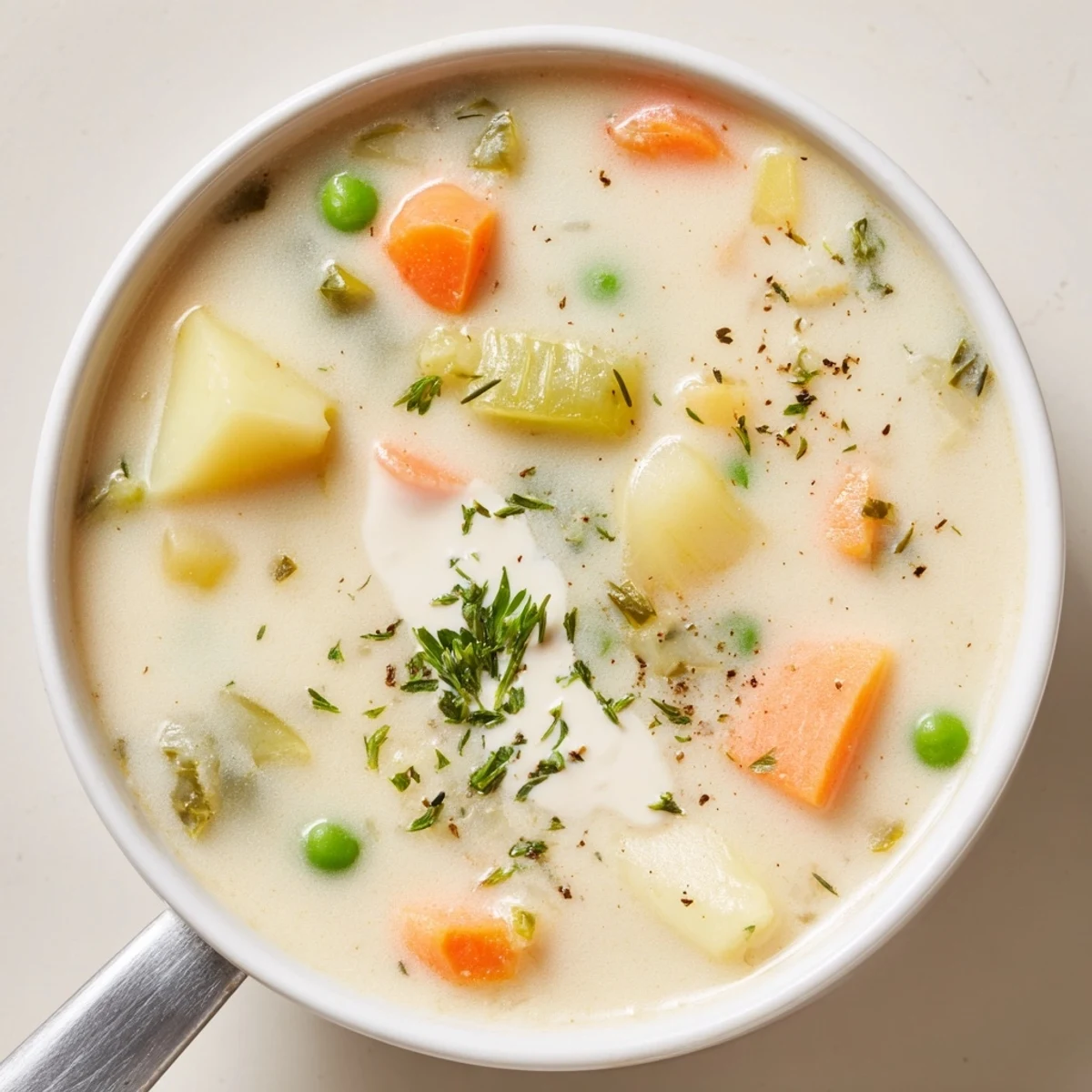 Creamy Vegetable Soup Recipe steaming in bowl, velvety texture, parsley garnish.
