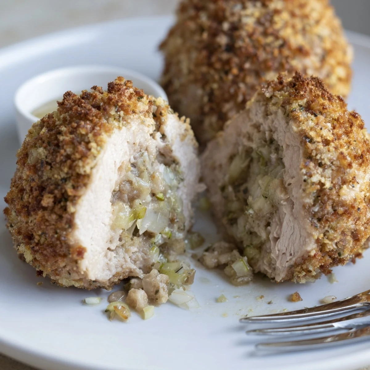 Sage Onion Chicken Balls, golden-browned, aromatic with caramelized onions and herbs