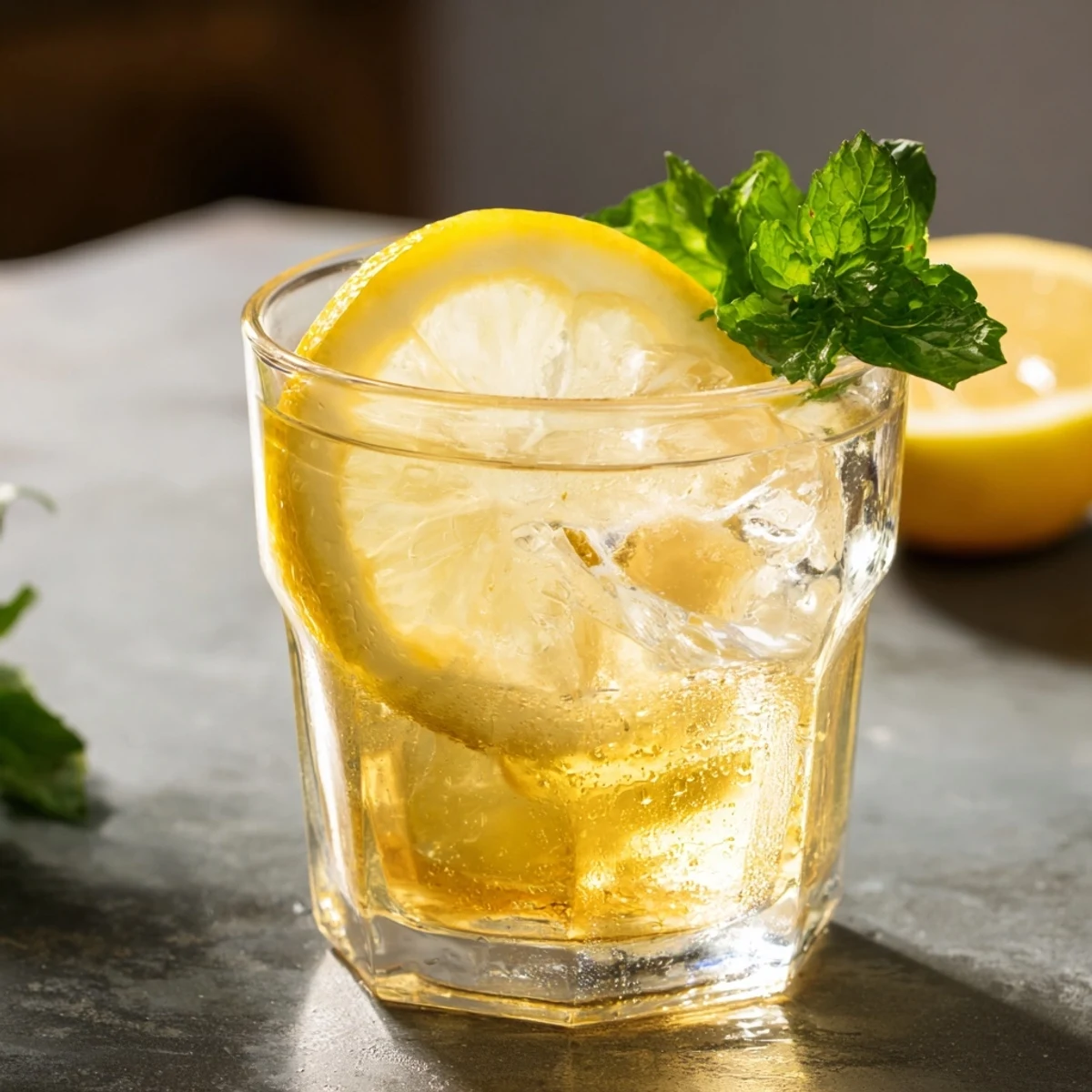 Classic summer lemonade recipe with floating lemon wedges and ice in glass pitcher