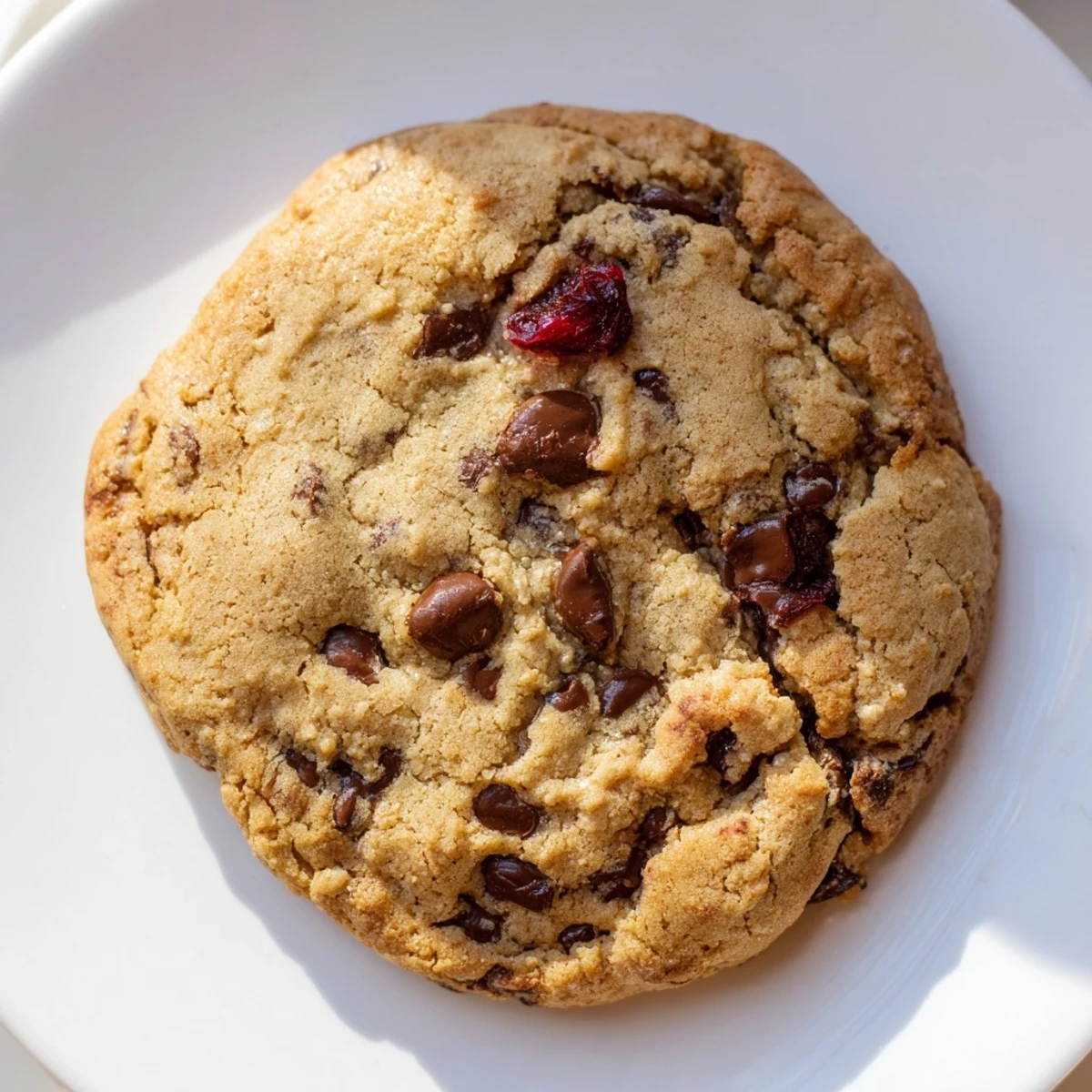 Chewy homemade cookies dotted with bright red cherries and melting chocolate chips