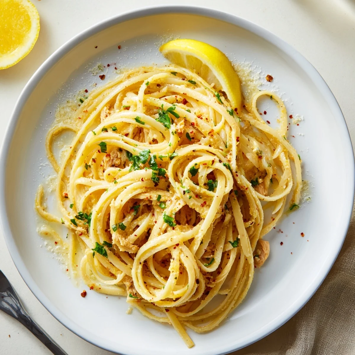 Cowboy Butter Pasta Recipe with glossy noodles, garlic aroma, lemon wedges