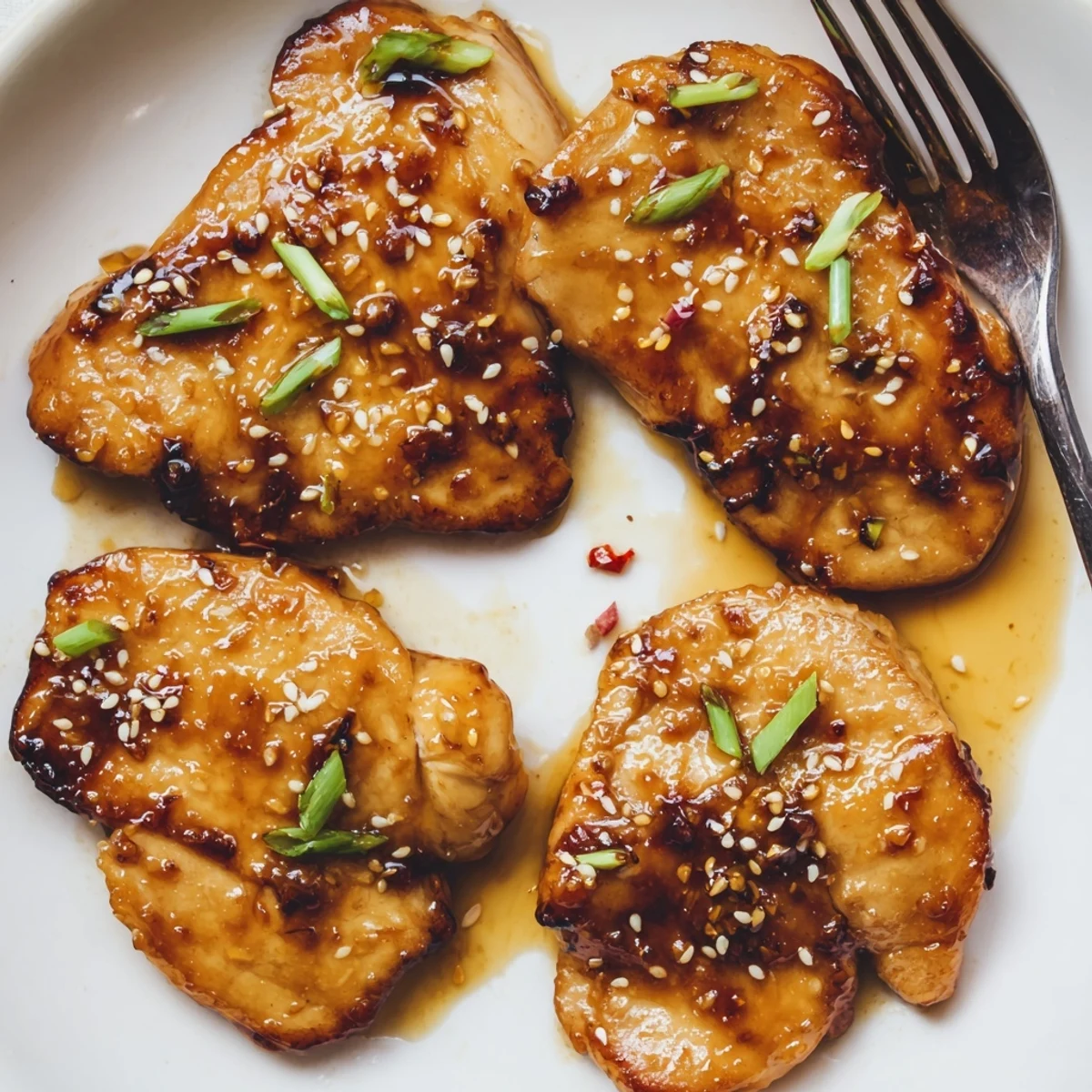 Skillet-sizzling Sticky Sweet Savory Apricot Chicken with garlicky ginger aroma, bubbling sauce.