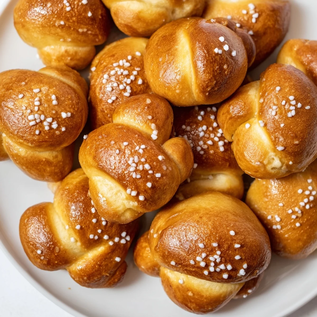 Bite-sized homemade soft pretzel bites arranged on a baking sheet with golden crusts