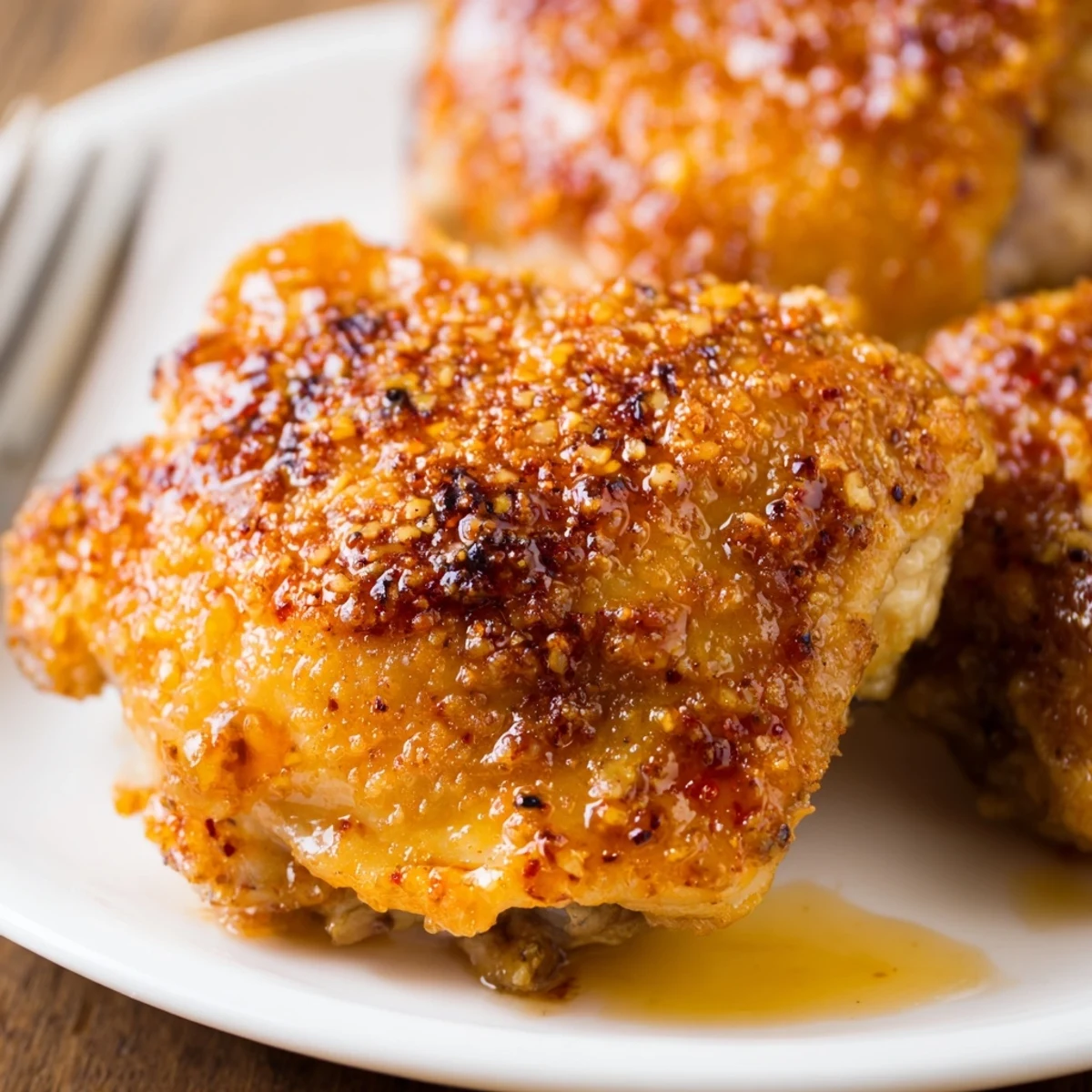 Plate of Spicy Honey Butter Fried Chicken beside tangy coleslaw, steaming hot.