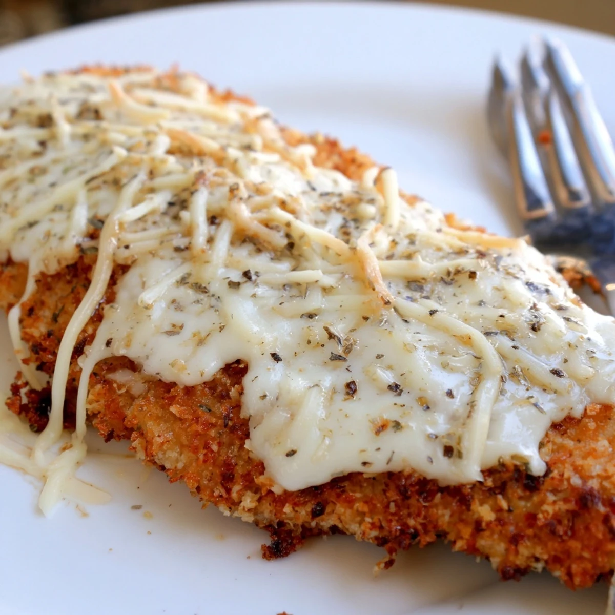 Oven-baked Longhorn Steakhouses Parmesan Crusted Chicken resting on parchment, juices glistening.