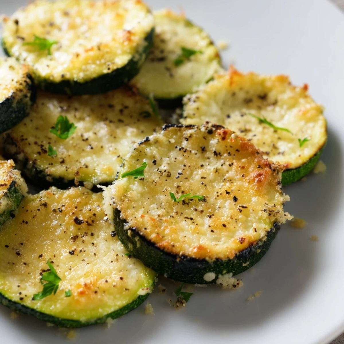 Golden roasted Lemon Pepper and Parmesan Zucchini slices with melted cheese on parchment paper