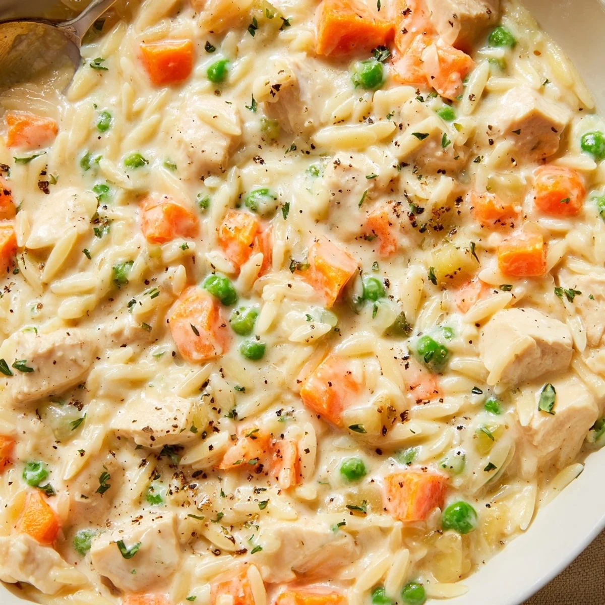 Creamy Chicken Pot Pie Orzo