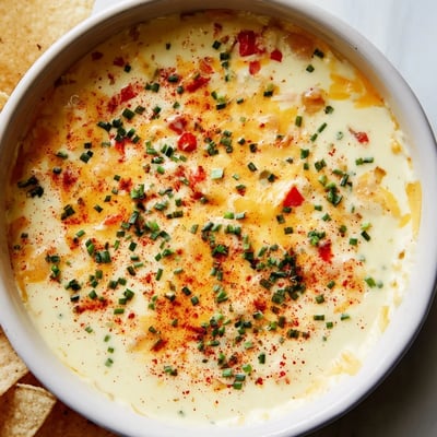 Creamy cheese dip topped with diced tomatoes and fresh green onions